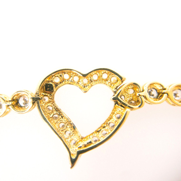 Gold Tone Heart Bracelet Cubic Zirconia 6.5" Marked ATI 925 Thai - Picture 11 of 16